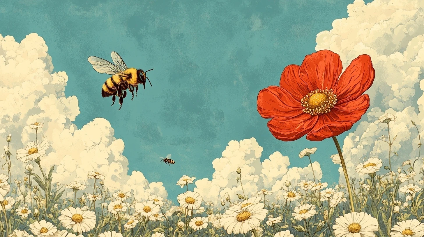 Flowers and bees, from The Deliverome Project illustration
